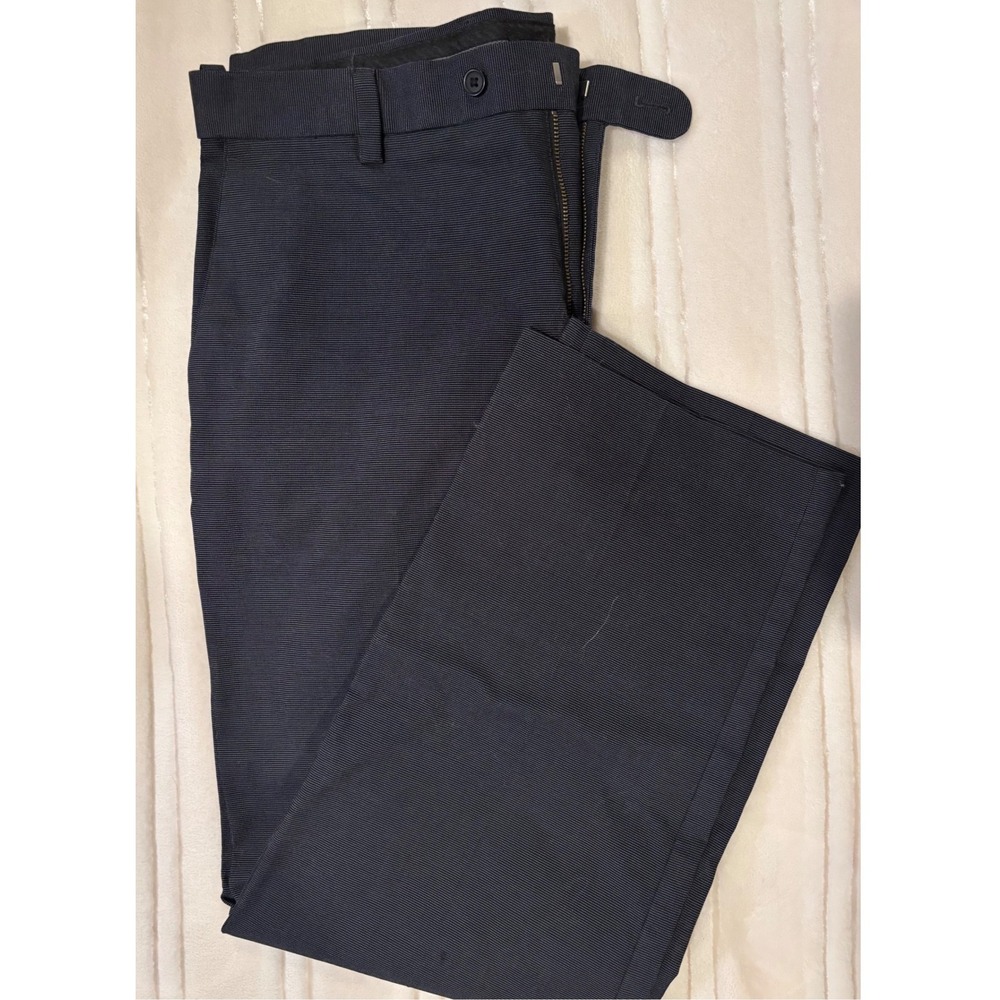 Kirkland Signature Men's Dress Pants Navy Blue Pinstripe Flat Front Size 36x30